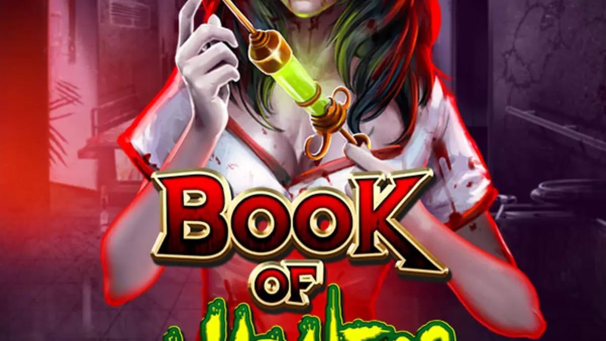 Tampilan visual slot Book of Madness Deluxe dengan tema horor rumah sakit jiwa